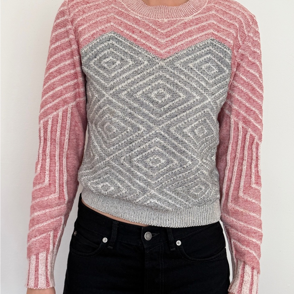 Kenzo Pink and Gray Patterned Sweater